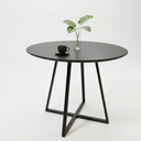 Ver imagem 1 de Mesa de Jantar Redonda 110cm Preta em MDF com Base de Ferro Moderna para Sala de Jantar