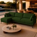 Ver imagem 3 de Sofá Sala de Estar Atena Chaise Esquerdo Pés de Ferro 284cm 5 Lugares Linho Verde M1 - Monari Design