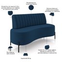 Ver imagem 4 de Sofá Chaise 2 Lugares Sala Living 160cm Pés Industrial Cayman K01 Veludo Azul Marinho - Lyam Decor