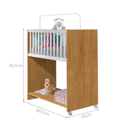 Mini Berço com Colchão Baby 2 em 1 Escrivaninha Infantil:nature/branco - 2
