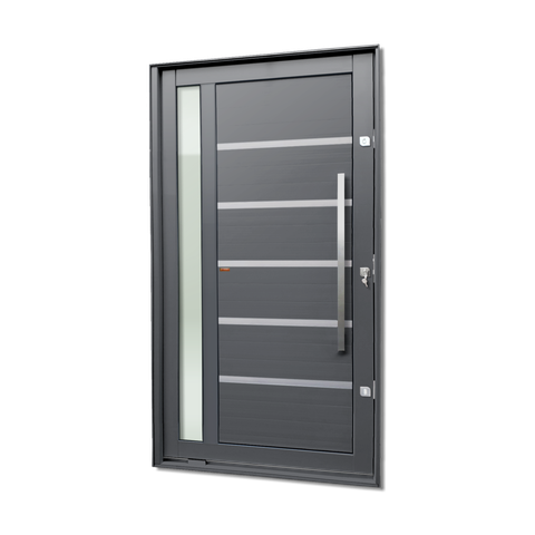 Porta Pivotante Alumínio Lambril Miraggio c/Pux.Dir. Elite Cinza 240x130 Brimak