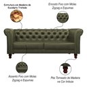 Ver imagem 3 de Sofá Decorativo Sala de Estar Chesterfield 3 Lugares 220cm Couro Fendi - Mozzelar