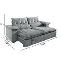 Ver imagem 3 de Sofá 3 Lugares Retrátil e Reclinável Mônaco Veludo com Molas Ensacadas