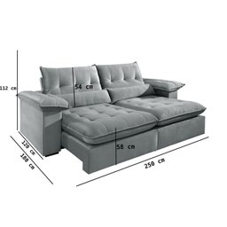 Sofá 4 Lugares Retrátil e Reclinável Mônaco Veludo com Molas Ensacadas - 3