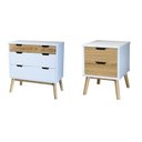 Ver imagem 1 de Cômoda e Mesa de Cabeceira Lara Branco/Pinus Cera
