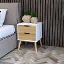Ver imagem 3 de Cômoda e Mesa de Cabeceira Lara Branco/Pinus Cera