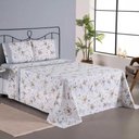 Ver imagem 5 de Jogo Cama Lençol Encanto King Estampado Percal 180 Fios C/ Ponto Palito 4 Peças - Floral - Cinza