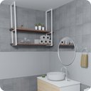 Ver imagem 1 de Nicho Branco Prateleira Suspensa Teto Banheiro Madeira 1.20m