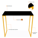 Ver imagem 3 de Escrivaninha Mesa de Apoio Industrial 900 Mm Dourado Preto