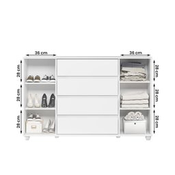 Cômoda Quarto Evidenza com 4 Gavetas e 2 Portas de Correr Branco Fosco - 4