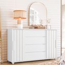 Ver imagem 1 de Cômoda Quarto Evidenza com 4 Gavetas e 2 Portas de Correr Branco Fosco