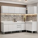 Ver imagem 2 de Armário de Cozinha Modulado de Canto 6 Peças Cp32 Balcão com Tampo Branco - Lumil Lumil Móveis