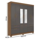 Ver imagem 4 de Guarda-roupa Casal Marilena 6 Portas 9 Gavetas Jatoba/grafite com Espelho - Pnr Móveis