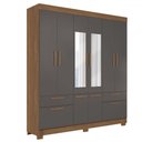Ver imagem 2 de Guarda-roupa Casal Marilena 6 Portas 9 Gavetas Jatoba/grafite com Espelho - Pnr Móveis