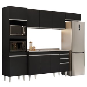 Armário de Cozinha Modulada 4 Peças CP12 com Pia Inox Preto - Lumil Lumil Móveis