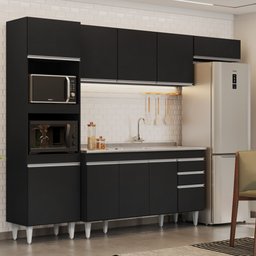 Armário de Cozinha Modulada 4 Peças CP12 com Pia Inox Preto - Lumil Lumil Móveis - 2