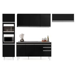 Armário de Cozinha Modulada 4 Peças CP12 com Pia Inox Preto - Lumil Lumil Móveis - 6