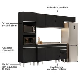 Armário de Cozinha Modulada 4 Peças CP12 com Pia Inox Preto - Lumil Lumil Móveis - 3