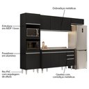 Ver imagem 3 de Armário de Cozinha Modulada 4 Peças CP12 com Pia Inox Preto - Lumil Lumil Móveis