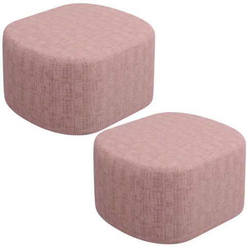 Kit 02 Puffs Decorativo Orgânico para Living Quarto 70cm Doha W01 Linho Rosa - Lyam Decor