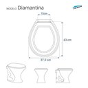 Ver imagem 3 de Assento Sanitário Soft Close Diamantina Cinza Escuro para Vaso Icasa