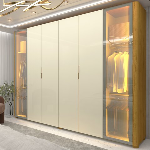 Guarda-roupa Casal 6 Portas com 2 Portas Reflecta com Pés com Led Innova 100% MDF