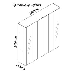 Guarda-roupa Casal 6 Portas com 2 Portas Reflecta com Pés com Led Innova 100% MDF - 6