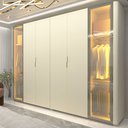 Ver imagem 1 de Guarda-Roupa Casal 6 Portas com 2 Portas Reflecta com Pés com LED Innova 100% MDF Branco/Off White