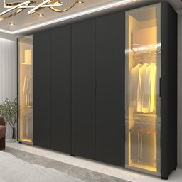 Guarda-roupa Casal 6 Portas com 2 Portas Reflecta com Pés com Led Innova 100% MDF - 1
