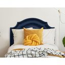 Ver imagem 3 de Cabeceira Solteiro Luxo 90x60 Courino Azul Tachas Fumê
