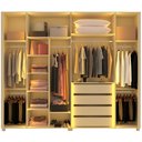 Ver imagem 3 de Guarda-Roupa Casal 6 Portas com 4 Portas Reflecta com Pés com LED Innova 100% MDF Branco/Off White