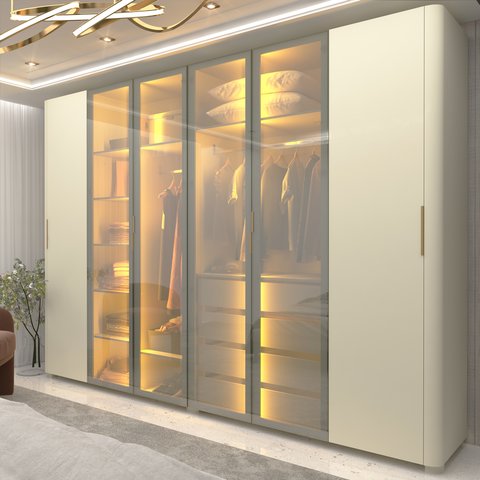 Guarda-roupa Casal 6 Portas com 4 Portas Reflecta com Pés com Led Innova 100% MDF