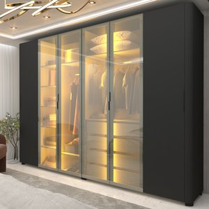 Guarda-roupa Casal 6 Portas com 4 Portas Reflecta com Pés com Led Innova 100% MDF
