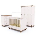 Ver imagem 2 de Quarto de Bebê Joy 3 Peças: Berço + Cômoda 4g + Roupeiro 3P Off White/Nogueira