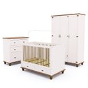 Ver imagem 2 de Quarto de Bebê Joy 3 Peças: Berço + Cômoda + Roupeiro 3P Off White/Nogueira