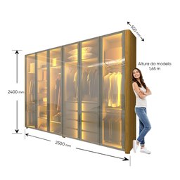 Guarda-roupa Casal 6 Portas com 6 Portas Reflecta com Pés com Led Innova 100% MDF - 4