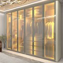 Ver imagem 1 de Guarda-Roupa Casal 6 Portas com 6 Portas Reflecta com Pés com LED Innova 100% MDF Branco/Off White