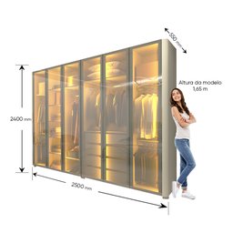 Guarda-roupa Casal 6 Portas com 6 Portas Reflecta com Pés com Led Innova 100% MDF - 4