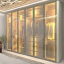Ver imagem 1 de Guarda-Roupa Casal 6 Portas com 6 Portas Reflecta com Pés com LED Innova 100% MDF Branco/Off White