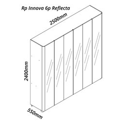 Guarda-roupa Casal 6 Portas com 6 Portas Reflecta com Pés com Led Innova 100% MDF - 6
