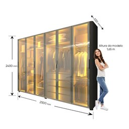 Guarda-roupa Casal 6 Portas com 6 Portas Reflecta com Pés com Led Innova 100% MDF - 4
