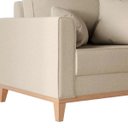 Ver imagem 3 de Poltrona Beny Base em Madeira Maciça Recepção Linho Bege Kimi Design