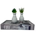 Ver imagem 1 de Kit decoração livro casa + 2 mini vasos cinza de cerâmica