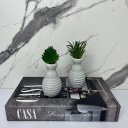 Ver imagem 4 de Kit decoração livro casa + 2 mini vasos cinza de cerâmica
