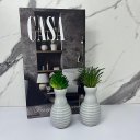 Ver imagem 2 de Kit decoração livro casa + 2 mini vasos cinza de cerâmica
