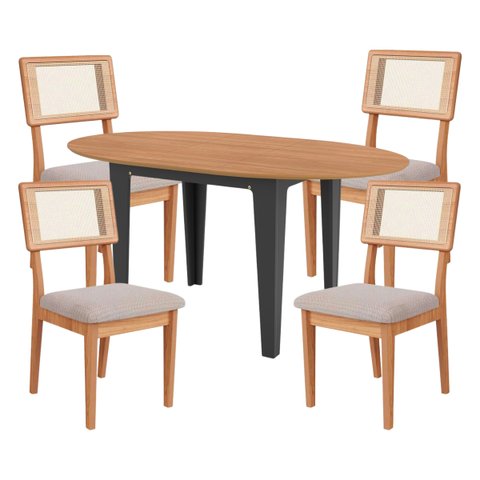 Conjunto de Jantar Mesa 4 Cadeiras Mdf