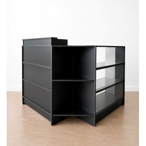 Balcão Caixa + Vitrine Lojas e Comércios em Geral 100% Mdf Preto - Suprema Móveis