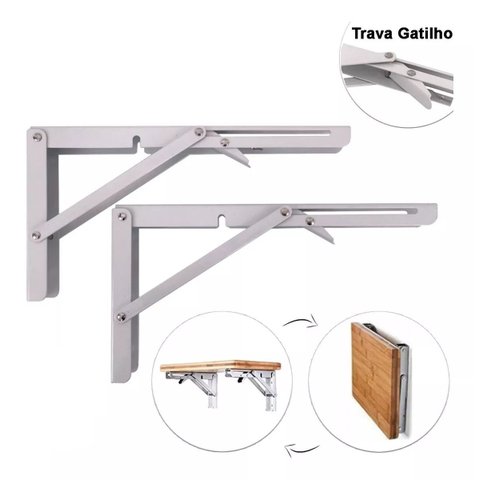 Mão Francesa Dobrável de Encaixe Retrátil com Gatilho 34cm