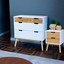 Ver imagem 1 de Cômoda e Mesa de Cabeceira Lara Branco/Pinus Cera