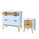 Ver imagem 2 de Cômoda e Mesa de Cabeceira Lara Branco/Pinus Cera